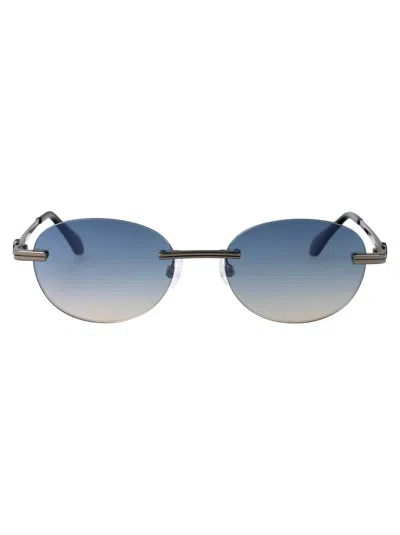 Palm Angels Gun Metal Blue Gradient Electric Acetate+metal Sunglasses