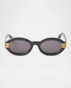 Palm Angels Harmony Oval Acetate Sunglasses In 1007 Black Dark Grey
