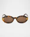 Palm Angels Harmony Oval Acetate Sunglasses In 6064 Havana Brown