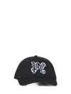 Palm Angels Monogram Cotton-canvas Baseball Cap In Black