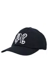 Palm Angels Monogram Cotton-canvas Baseball Cap In Black