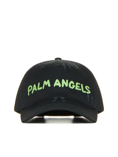 Palm Angels Hat In Black Green Fluo