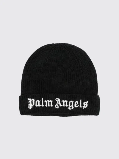 Palm Angels Kids "logo" Knit Beanie In Black