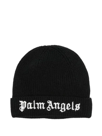 Palm Angels Kids Logo Knit Beanie Black Off White