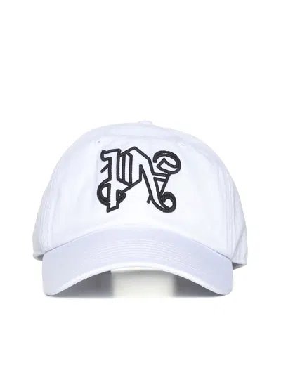 Palm Angels Hat In White Black