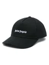 Palm Angels Black Baseball Cap With White Logo Print In Black