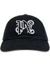 Palm Angels Black Baseball Cap With Embroidered Monogram In Black