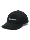 Palm Angels Black Baseball Cap With White Logo Print In Black