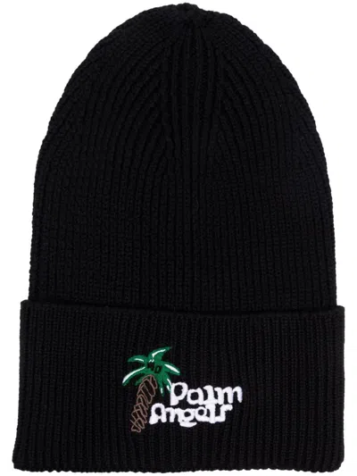 Palm Angels Sketchy Beanie In Black White