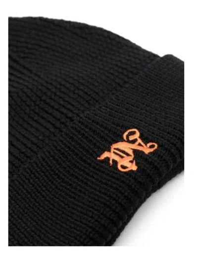 Palm Angels Hats In Black/light Orange