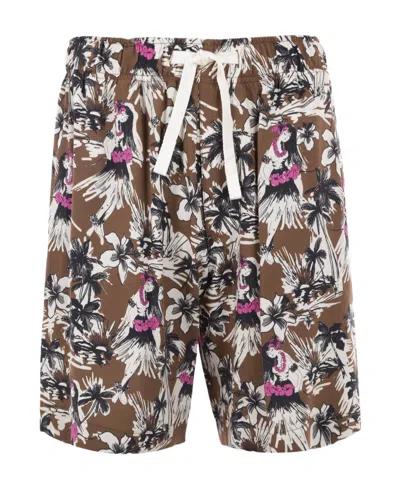 PALM ANGELS PALM ANGELS HULA PRINTED DRAWSTRING SHORTS
