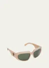 Palm Angels Heights Square Acetate Sunglasses In Camel Green