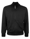 Palm Angels Zip-up Black Jacket With High Collar In Black