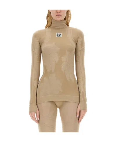 Palm Angels High-neck Long-sleeved Blouse In Nude