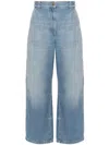 Palm Angels Wide Leg Denim Jeans In Light Blue Light Blue