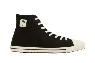 Pre-owned Palm Angels High Top Vulcanized Sneaker Black White In Black/white