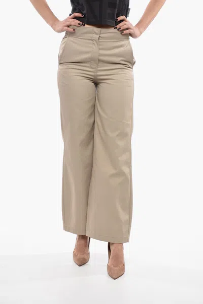 Palm Angels High-waisted Straight-fit Pants In Beige