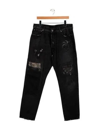 Pre-owned Palm Angels High-rise Straight Leg Jeans In Black