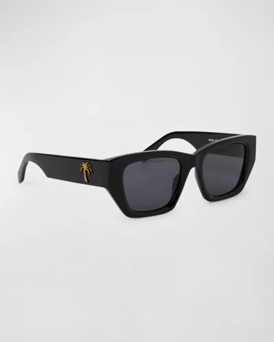 Palm Angels Hinkley Black Acetate Cat-eye Sunglasses