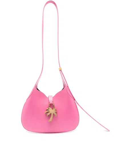 Palm Angels Hobo Leather Shoulder Bag In Pink