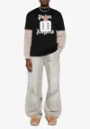 Palm Angels Black T-shirt With Front Dice And Logo Print In Black