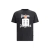 Palm Angels Black T-shirt With Front Dice And Logo Print In Black