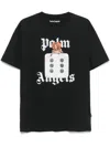 Palm Angels Black T-shirt With Front Dice And Logo Print In Black