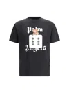 Palm Angels Short-sleeved T-shirt With Pin Up Print In Black - Off White