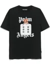 Palm Angels Black T-shirt With Front Dice And Logo Print In Black
