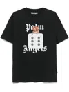 Palm Angels Black T-shirt With Front Dice And Logo Print In Black