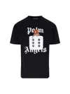 Palm Angels Black T-shirt With Front Dice And Logo Print In Black