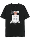 Palm Angels Black T-shirt With Front Dice And Logo Print In Black