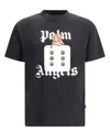 Palm Angels Black T-shirt With Front Dice And Logo Print In Black