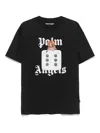 Palm Angels Black T-shirt With Front Dice And Logo Print In Negro