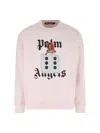 Palm Angels Crew Neck Graphic Print Sweater In Pink