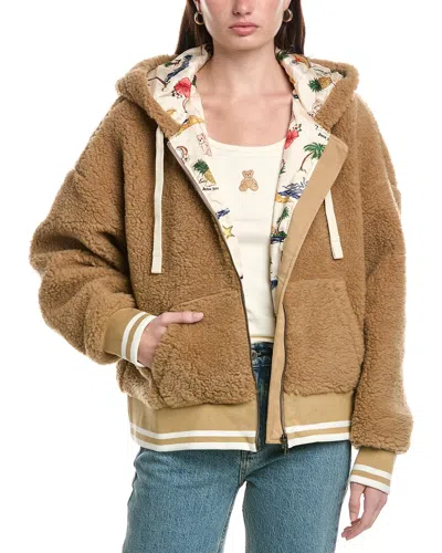 Palm Angels Hooded Coat In Brown
