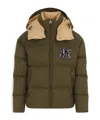 Palm Angels 'down Jacket With Logo Patch In Green