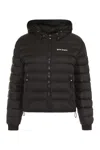 Palm Angels Hooded Full-zip Down Jacket In Black