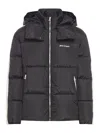 Palm Angels Black Hooded Track Down Jacket In Black