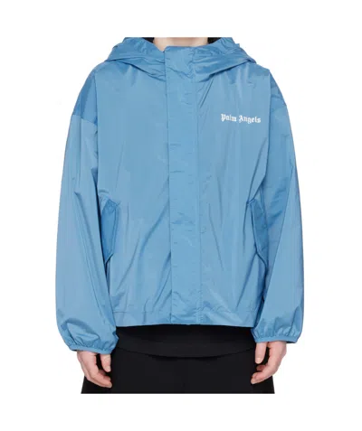 Palm Angels Hooded Jacket In Blue