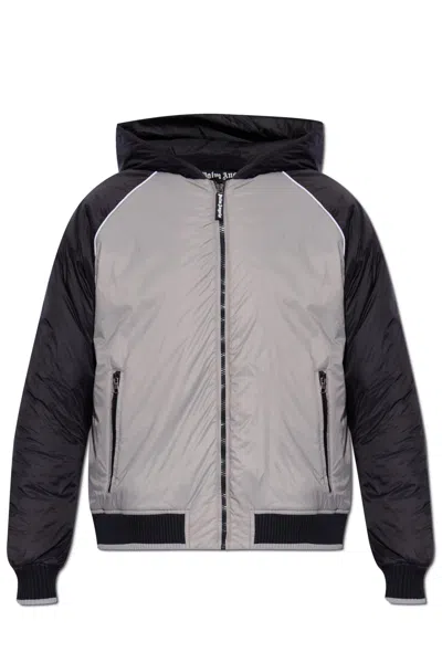 Palm Angels Hooded Jacket In Grigio
