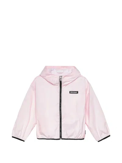 Palm Angels Kids' Hooded Logo Jacket In Pink