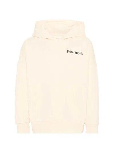 Palm Angels Hooded Neck Mini Pouch Handbag With Logo Print And Long Sleeves In Neutral