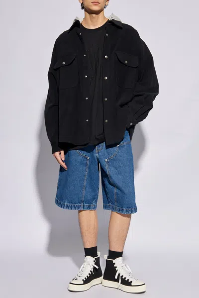 Palm Angels Denim Shorts In Black