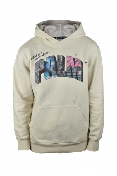 Palm Angels Hooded Sweatshirt In Cream