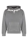Palm Angels Hooded Sweatshirt In Cotton In Gray