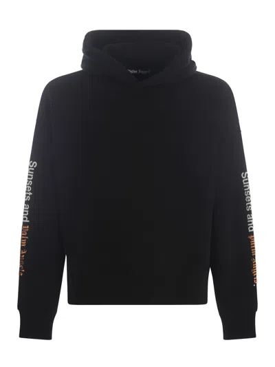 Palm Angels Hooded Sweatshirt  "sunset" In Nero