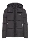 Palm Angels Black Hooded Track Down Jacket In Black Off White