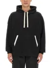 Palm Angels Black Hoodie Withe Pockets In Black