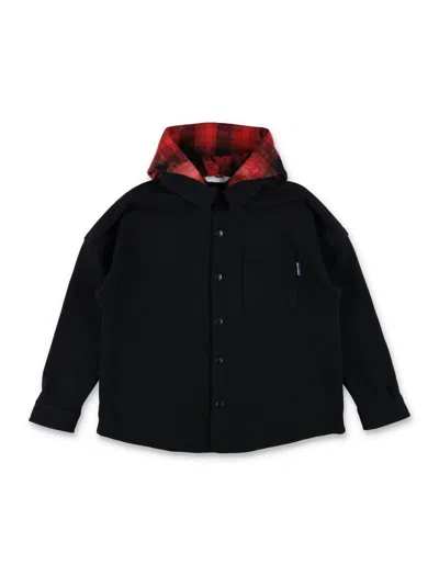Palm Angels Kids' Hoodie Check In Black